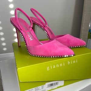 Gianni Bini Pink heeled sling backs with rhinestones